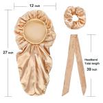 3 Piece Set Wigs And Braids Satin Bonnet