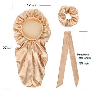 3 Piece Set Wigs And Braids Satin Bonnet